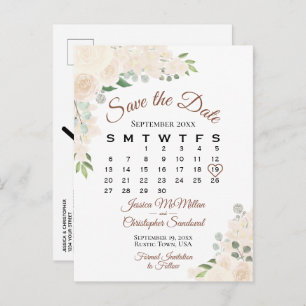 Carte Postale Faire-part Blush Peach Floral Wedding Enregistrer le calendri