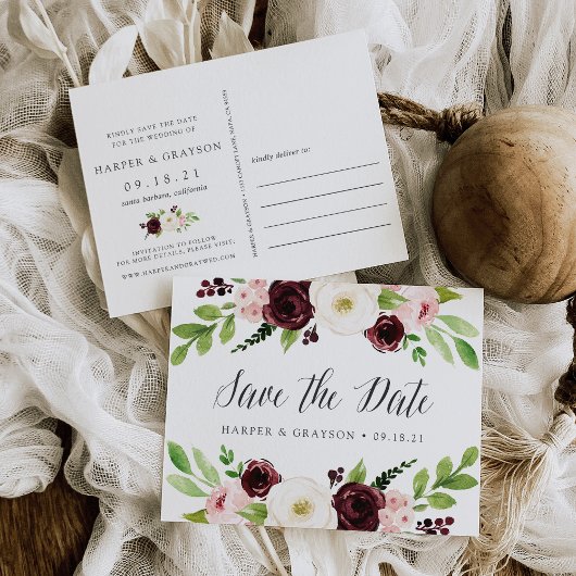 Carte Postale Faire-part Blush Romance Enregistrer la date