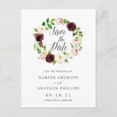 Carte Postale Faire-part Blush Romance Sauvegarder la date (Devant)