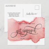 Carte Postale Faire-part Blush Rose Gold Aquarelle Fiançailles, Alliance (Devant / Derrière)