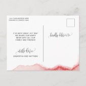 Carte Postale Faire-part Blush Rose Gold Aquarelle Fiançailles, Alliance (Dos)