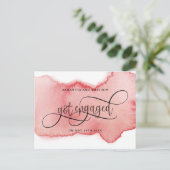 Carte Postale Faire-part Blush Rose Gold Aquarelle Fiançailles, Alliance (Debout devant)