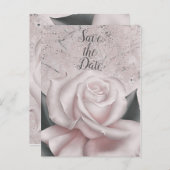 Carte Postale Faire-part Blush White Rose Glam Moderne Marbre Enregistrer l (Devant / Derrière)