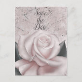 Carte Postale Faire-part Blush White Rose Glam Moderne Marbre Enregistrer l (Devant)