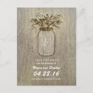 Carte Postale Faire-part bocal en maçonnerie rustique et save the date souf