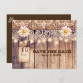 Carte Postale Faire-part Bocal en verre rustique illuminé & Marguerites Enr (Devant / Derrière)