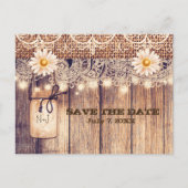 Carte Postale Faire-part Bocal en verre rustique illuminé & marguerites Sav (Devant)