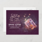 Carte Postale Faire-part bocal mason lucioles romantique rustique save the (Devant / Derrière)