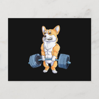 Carte Postale Faire-part Bodybuilder Corgi de levage d'alimentation