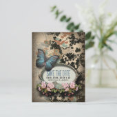 Carte Postale Faire-part Bohème papillon botanique Paris enterrement de vie (Debout devant)