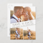 Carte Postale Faire-part Boho 3 Photo Collage Mariage Enregistrer la date (Devant / Derrière)