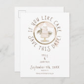 Carte Postale Faire-part Boho Amusant Si Vous Aimez Gâteau Texte Marron Sau (Devant / Derrière)