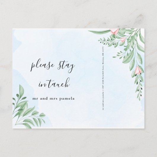 Carte Postale Faire-part Boho Bleu Poussiéreux Simple Nouvel Adresse Déména (Dos)