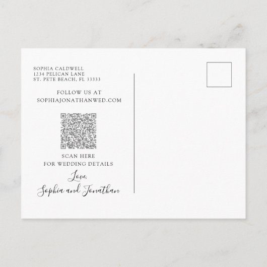 Carte Postale Faire-part Boho Blush Rose Elegant Foliage Enregistrer la dat (Dos)