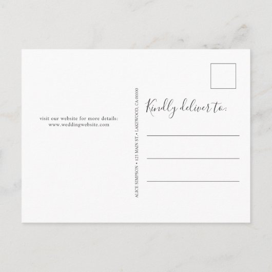 Carte Postale Faire-part Boho Bois vert Script Mariage Enregistrer La Date (Dos)