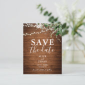 Carte Postale Faire-part Boho Bois vert Script Mariage Enregistrer La Date (Debout devant)