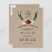 Carte Postale Faire-part Boho Burgundy La chasse aux fleurs est terminée Éc (Devant / Derrière)