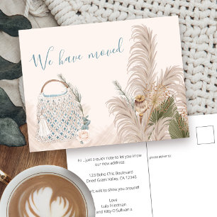 Carte Postale Faire-part Boho Chic Herbe de Pampas et Palmier Séché Déménag
