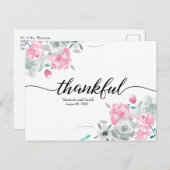 Carte Postale Faire-part Boho Chic Rose Blanc aquarelle floral mariage (Devant / Derrière)