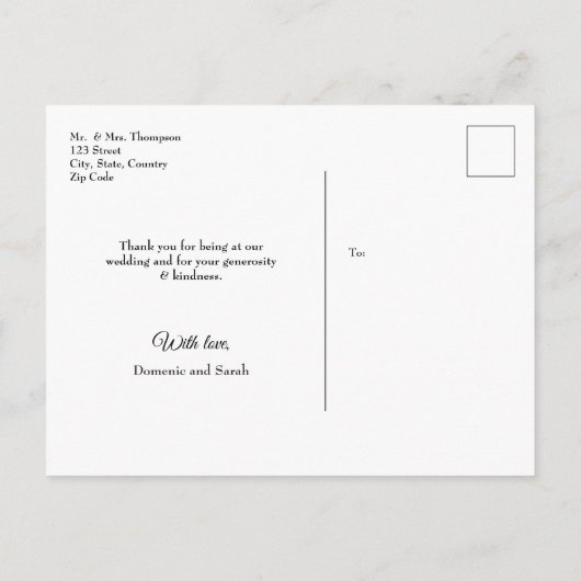 Carte Postale Faire-part Boho Chic Rose Blanc aquarelle floral mariage (Dos)