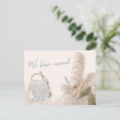 Carte Postale Faire-part Boho Chic Séché Palm et Pampas Grass Moving (Debout devant)