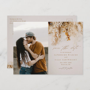 Carte Postale Faire-part Boho Fall Flowers Photo Wedding Enregistrer La Dat