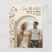 Carte Postale Faire-part Boho Fleurs sauvages Arch Photo Mariage Enregistre (Devant)