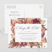 Carte Postale Faire-part Boho Floral du désert Changement de date (Devant / Derrière)