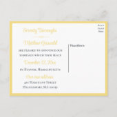 Carte Postale Faire-part Boho Floral Jaune Tournesol Mariage Juste Mariés (Dos)