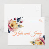 Carte Postale Faire-part Boho Floral pêche (Devant / Derrière)