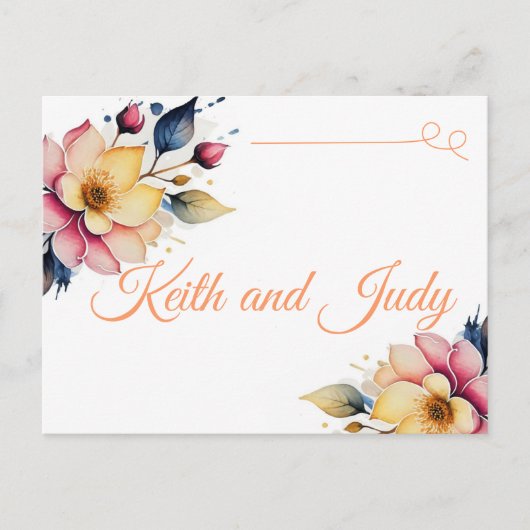 Carte Postale Faire-part Boho Floral pêche (Devant)