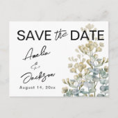 Carte Postale Faire-part Boho Green & beige Botanical Save the Date (Devant)