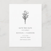 Carte Postale Faire-part Boho noir Botanical QR Code Enregistrer la date (Devant)