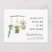 Carte Postale Faire-part Boho Nouveau Accueil Plantes Aquarelle Moving (Devant)