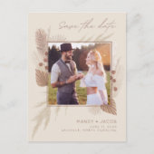 Carte Postale Faire-part Boho Pampas Grass photo mariage Enregistrer la dat (Devant)