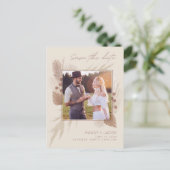 Carte Postale Faire-part Boho Pampas Grass photo mariage Enregistrer la dat (Debout devant)