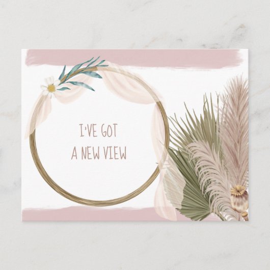 Carte Postale Faire-part Boho Pampas Grass Voile Déplacement (Devant)