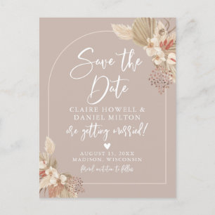 Carte Postale Faire-part Boho Pampas Neutrals Grass Enregistrer La Date Car