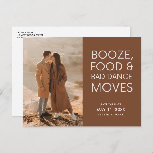 Carte Postale Faire-part Boho Photo Terracotta Mariage Enregistrer la date (Devant / Derrière)