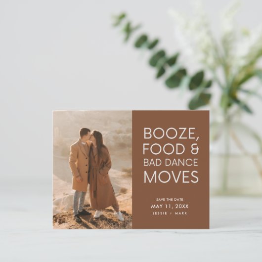 Carte Postale Faire-part Boho Photo Terracotta Mariage Enregistrer la date (Debout devant)