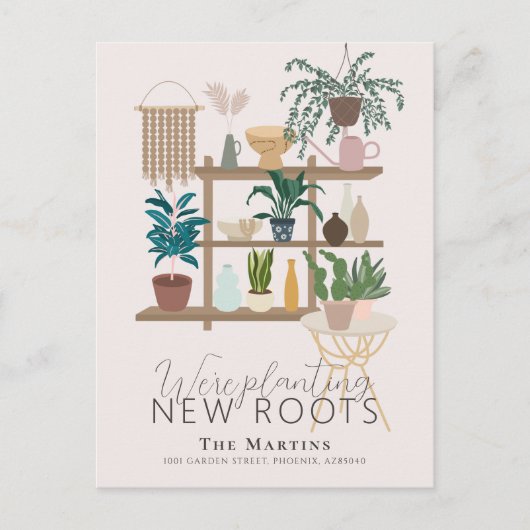 Carte Postale Faire-part Boho Planter de nouvelles racines Moving Faire-par (Devant)
