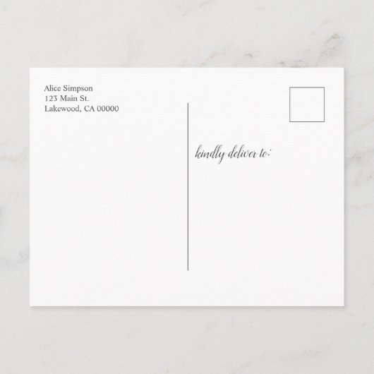 Carte Postale Faire-part Boho poussiéreux bleu beige Fleur Mariage Économis (Dos)