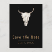 Carte Postale Faire-part Boho rustique Bohemian Cow Bull Enregistrer la dat (Devant)