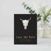 Carte Postale Faire-part Boho rustique Bohemian Cow Bull Enregistrer la dat (Debout devant)