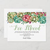 Carte Postale Faire-part Boho Rustique Cactus Succulent J'Ai Déménagé (Devant / Derrière)