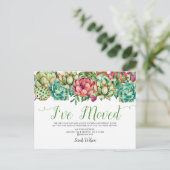 Carte Postale Faire-part Boho Rustique Cactus Succulent J'Ai Déménagé (Debout devant)