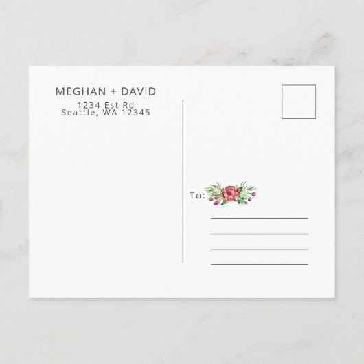 Carte Postale Faire-part Boho rustique Cactus succulents Enregistrer la dat (Dos)