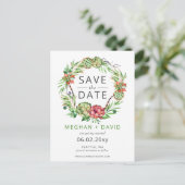 Carte Postale Faire-part Boho rustique Cactus succulents Enregistrer la dat (Debout devant)