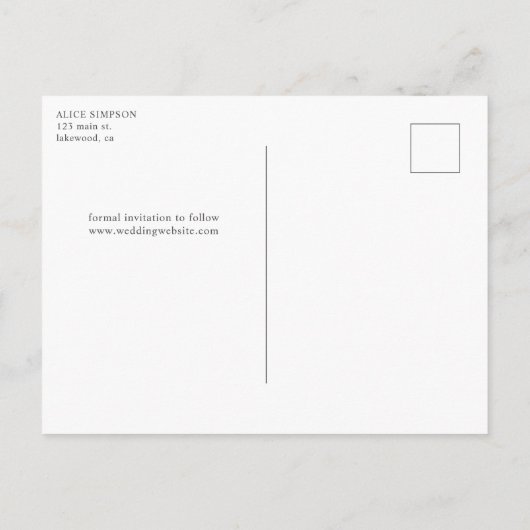 Carte Postale Faire-part Boho Rustique Fleurs Neutres Mariage Enregistrer L (Dos)