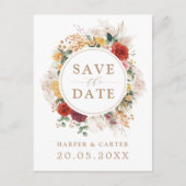 Carte Postale Faire-part Boho Rustique Pampas Mariage de verdure en herbe (Devant)